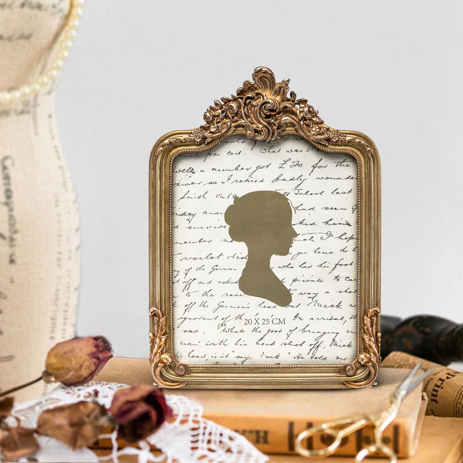 AELS Ramka na zdjęcia w stylu vintage, elegancka antyczna ramka na zdjęcia ze szklanym przodem, ekspozycja na zdjęcia, wisząca na ścianie, pomysły na prezent, złota