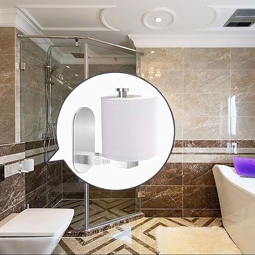 Miniatura 2 de Paquete de 2 soportes de papel higiénico autoadhesivo, soporte de papel higiénico para baño, cocina en pared, soporte de pared cepillado de acero