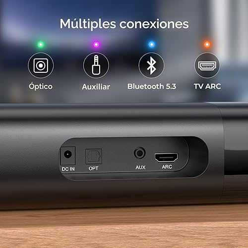 Miniatura 5 de Barra de sonido para Smart TV, barra de sonido de 80 W con conexión Bluetooth/ARC/Opt/AUX, aumento de volumen dinámico, 3 modos de ecualizador