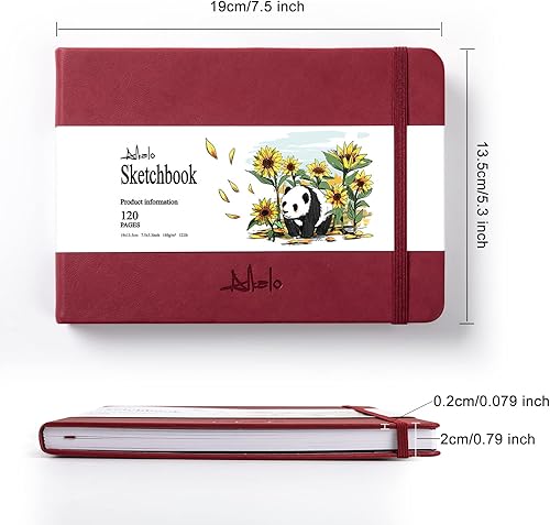 Vista 15 de Cuaderno de bocetos cuadrado para dibujo, libro de bocetos de 120 páginas, papel grueso de 122 libras/180 GSM, cuaderno de bocetos de medios mixtos