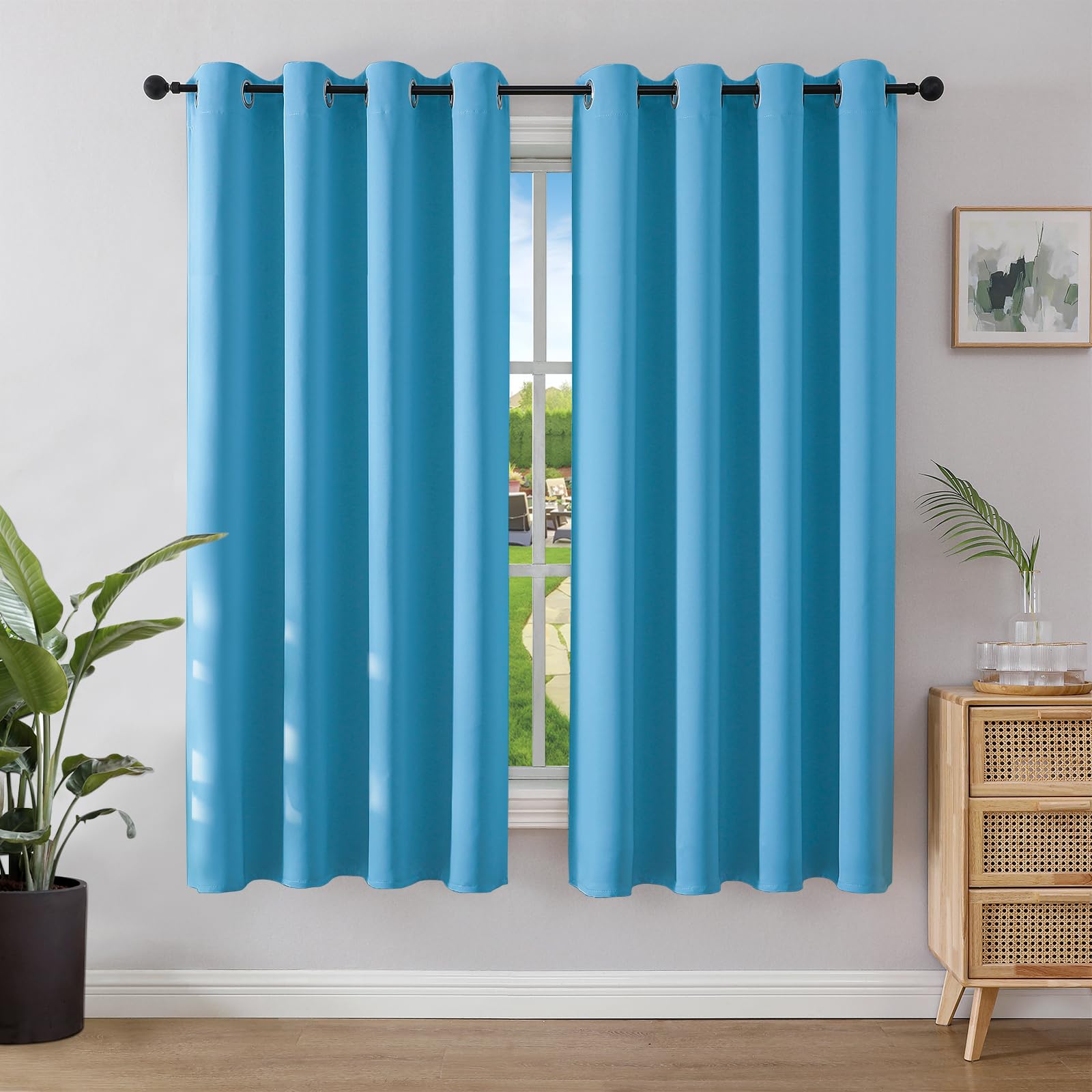 Joydeco Rideau Occultant 2 Pièces, Rideau Thermique Isolant Anti Chaleur Tenture Opaque à Oeillets Isolation Lumiere Anti UV Decoration Chambre Maison Salon Intérieurs
