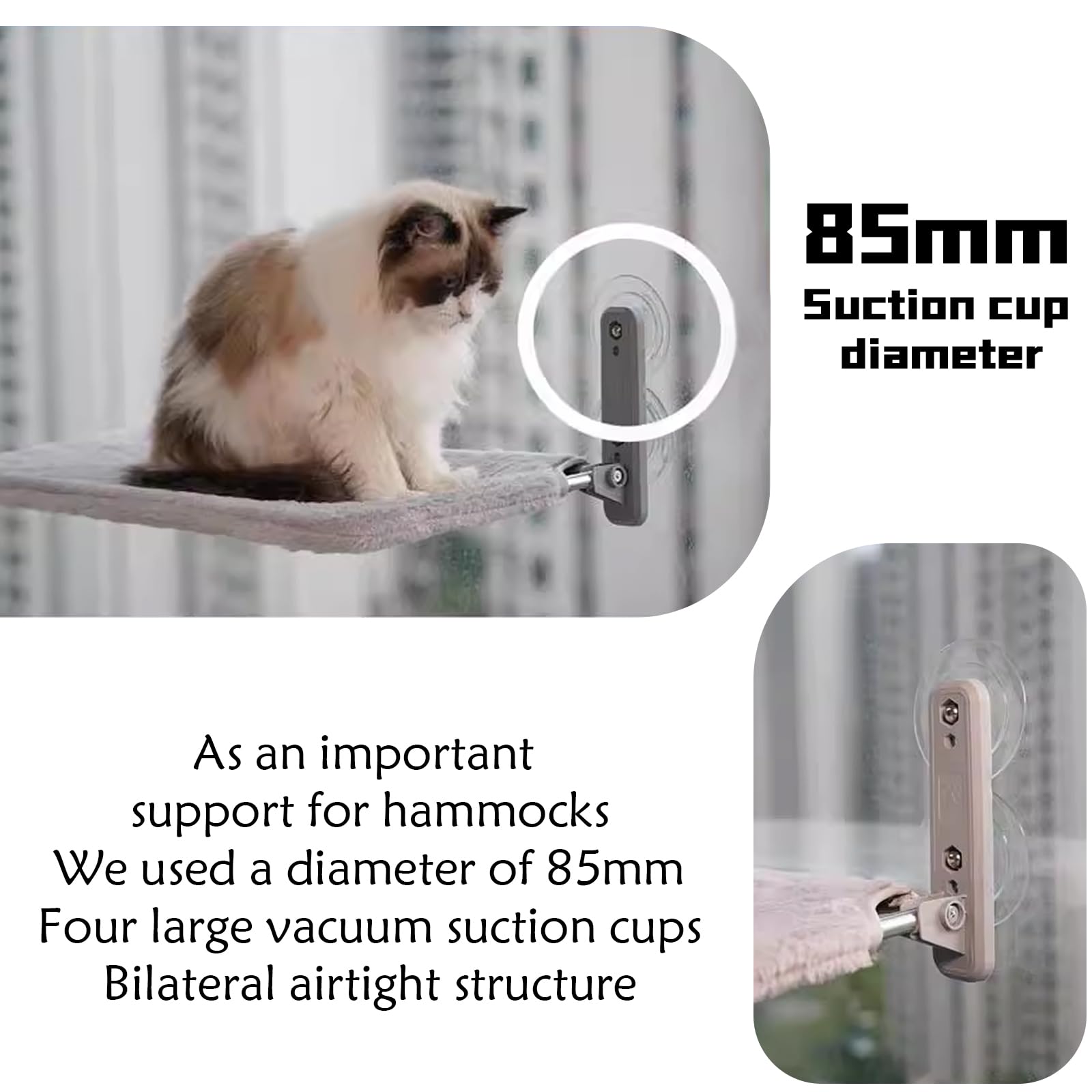 52cm wide foldable hammock, cat hammock with suction cup, indoor cat window bed, suitable for glass windows and interior walls - Image 3