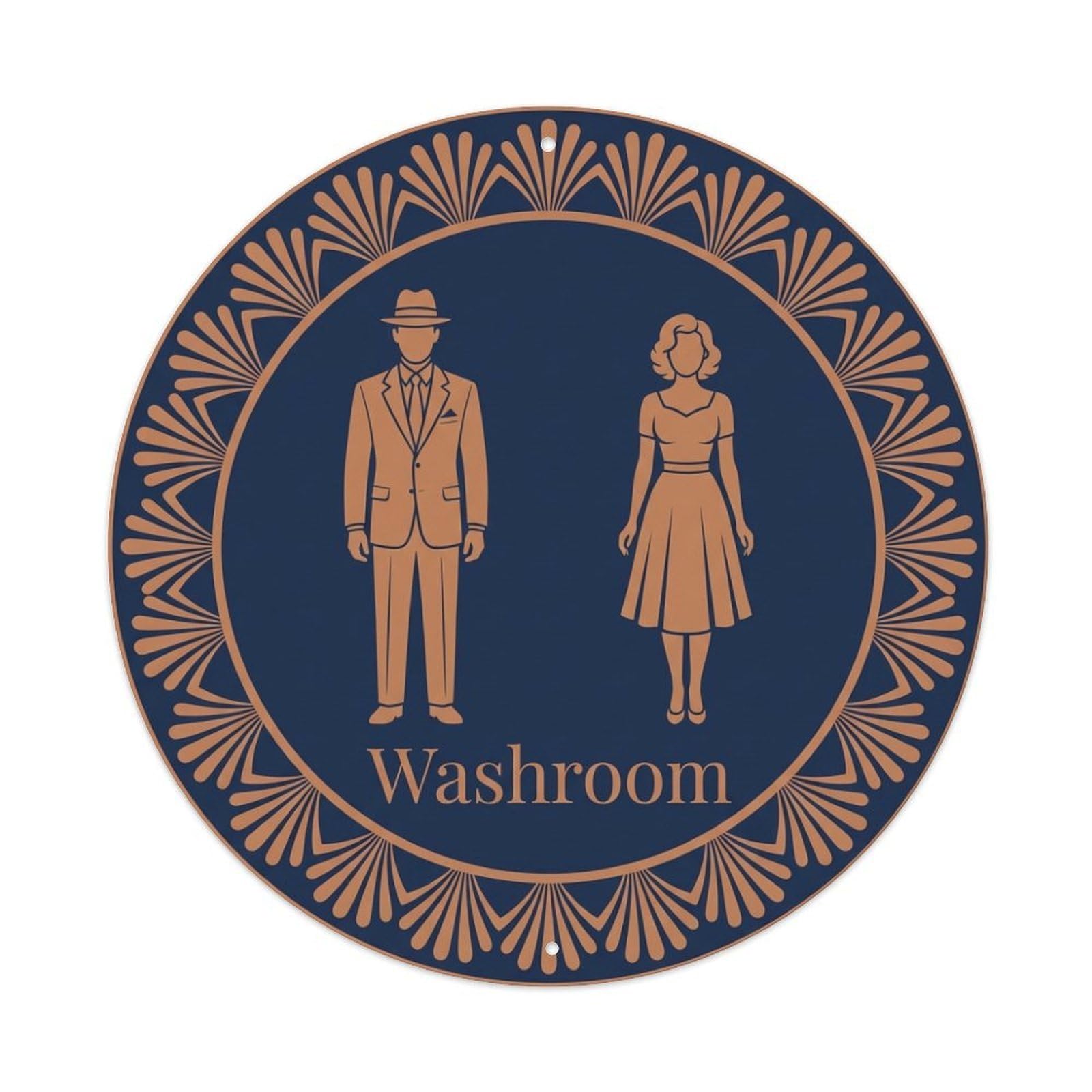 Navy Copper Fan Washroom Restroom Notice Metal Tin Sign