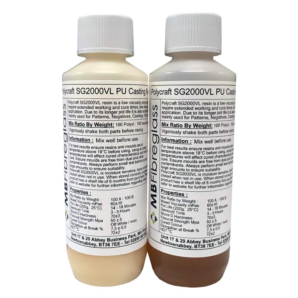 Polycraft ( Mb Fibreglass ) White Polycraft Sg2000vl Paintable Very Long Pot Life Polyurethane Liquid Plastic Casting Resin - 500G Kit