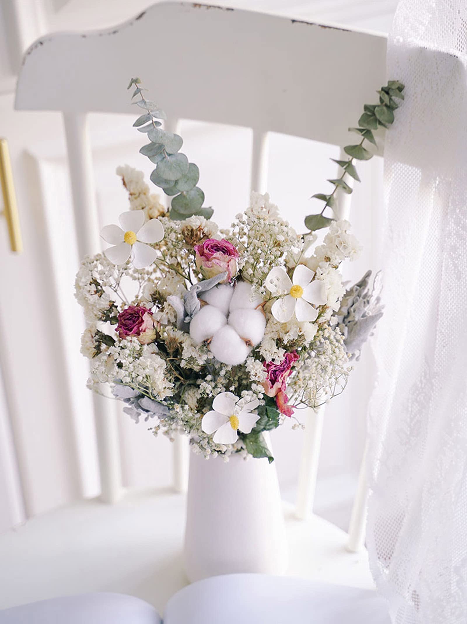 ドライフラワーユーカリローズ花束 Amazon｜ドライフラワー 花束 ユーカリのバラの花の花束insの家に飾