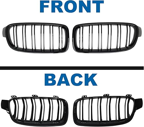 Miniatura 160 de Rejilla frontal negra brillante compatible con BMW Serie 3 G20 2019 2020 2021 2022 316i 318i 320i 328i 330i 330i 335i 340i Doble lamas negro