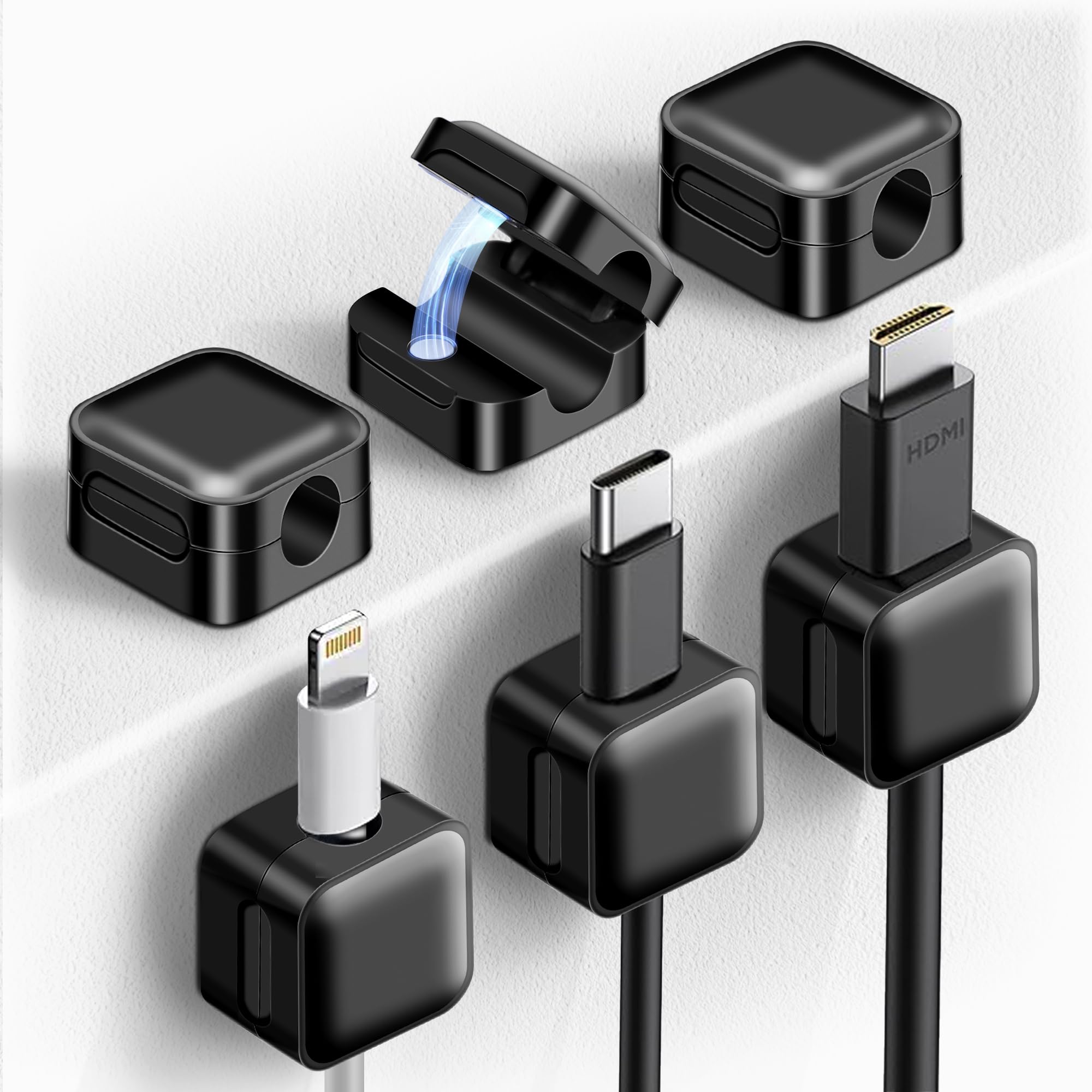 2個セット 充電ケーブル ホルダー テープ付き マグネット端子入れ 収納 ez2-ca053bk2_1.jpg