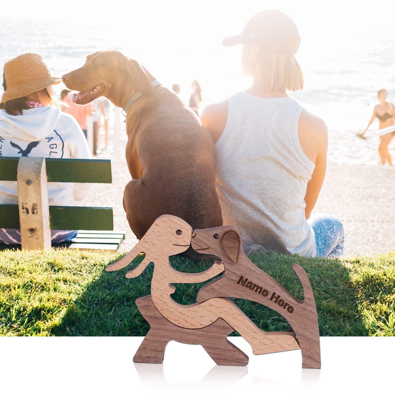 Pawfect House Sculptures en bois pour animaux de compagnie, statues de chiens, décoration de la maison, figurine artisanale pour homme et chien, statue, décoration de la maison, sculpture en bois