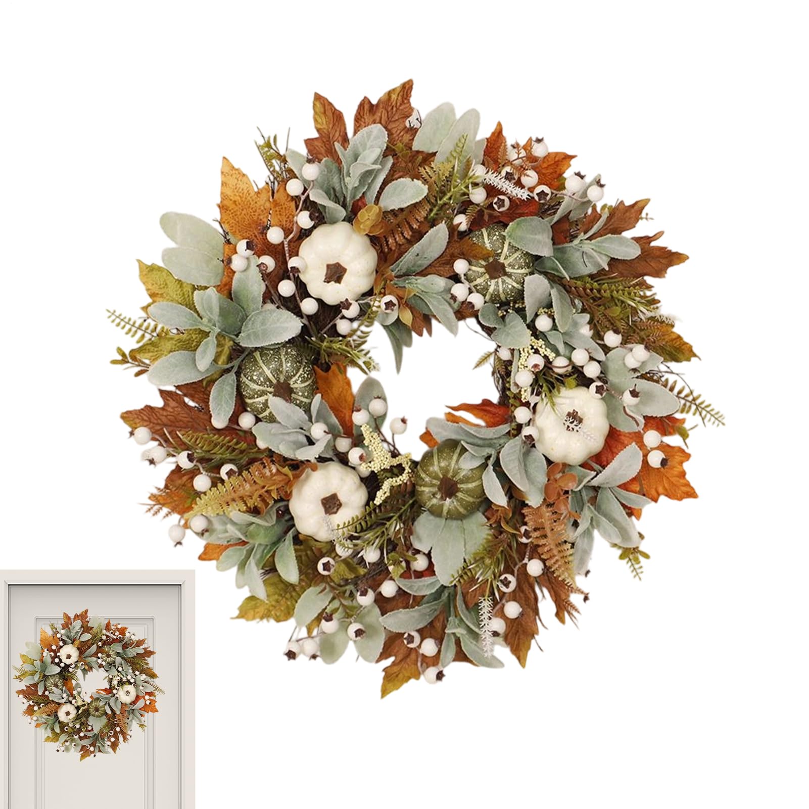 Couronnes d'automne pour porte d'entrée au design raffiné de feuilles d'érable
