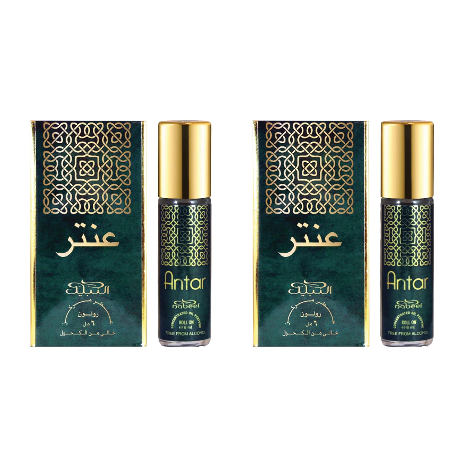 Antar Premium Attar Roll-on Perfume Oil | 100% Non Alcoholic | Captivating unisex scent combining Cedarwood & Jasmine with a touch of Saffron | 6ml (Set of 2) | Made in U.A.E