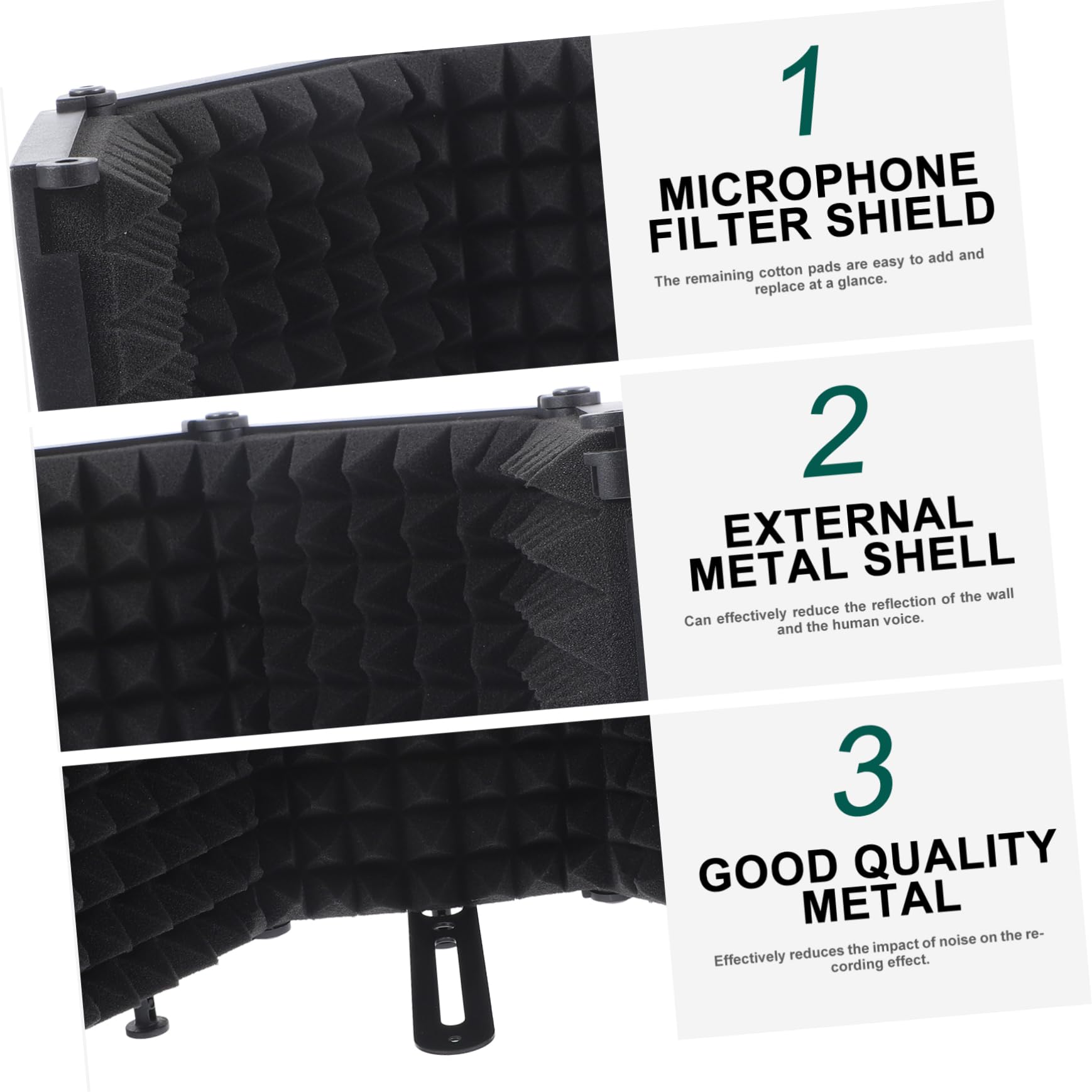 UPKOCH Filtro de Micrófono Plegable Hierro con Protección Antiviento Accesorio de Grabación Profesional para Estudio y Hogar