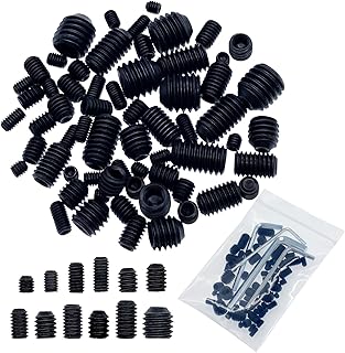 60pcs Set Screws, Set Screws Assortment Kit, Grub Screws M3 M4 M5 M6 M8 for Home Repair, Repair Furniture, Electronic Product, Install Door Lock, DIY, Fixtures, 12 Sizes