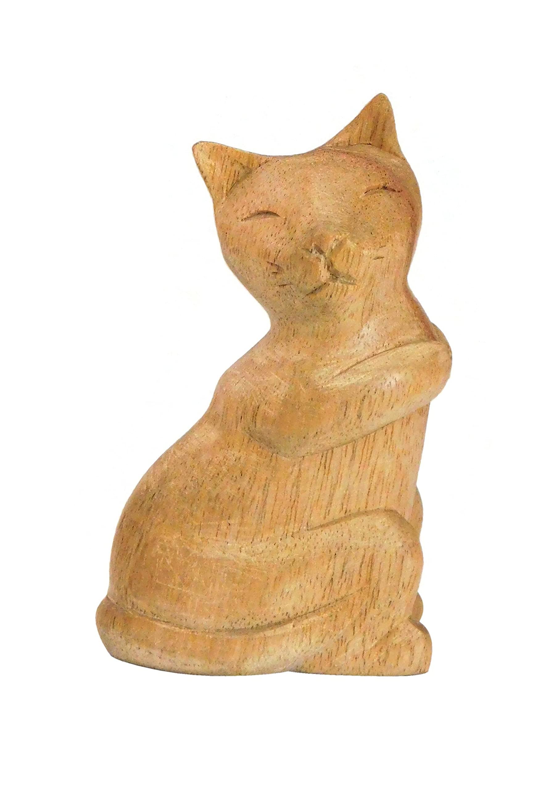 Brave Wings Hand Carved Wooden Animal ~ Attentive Cat ~ Ooak Sculpture Figurine Statue Unique Table Decoration Home Decor Gift For Christmas And Birthdays ~ 4692