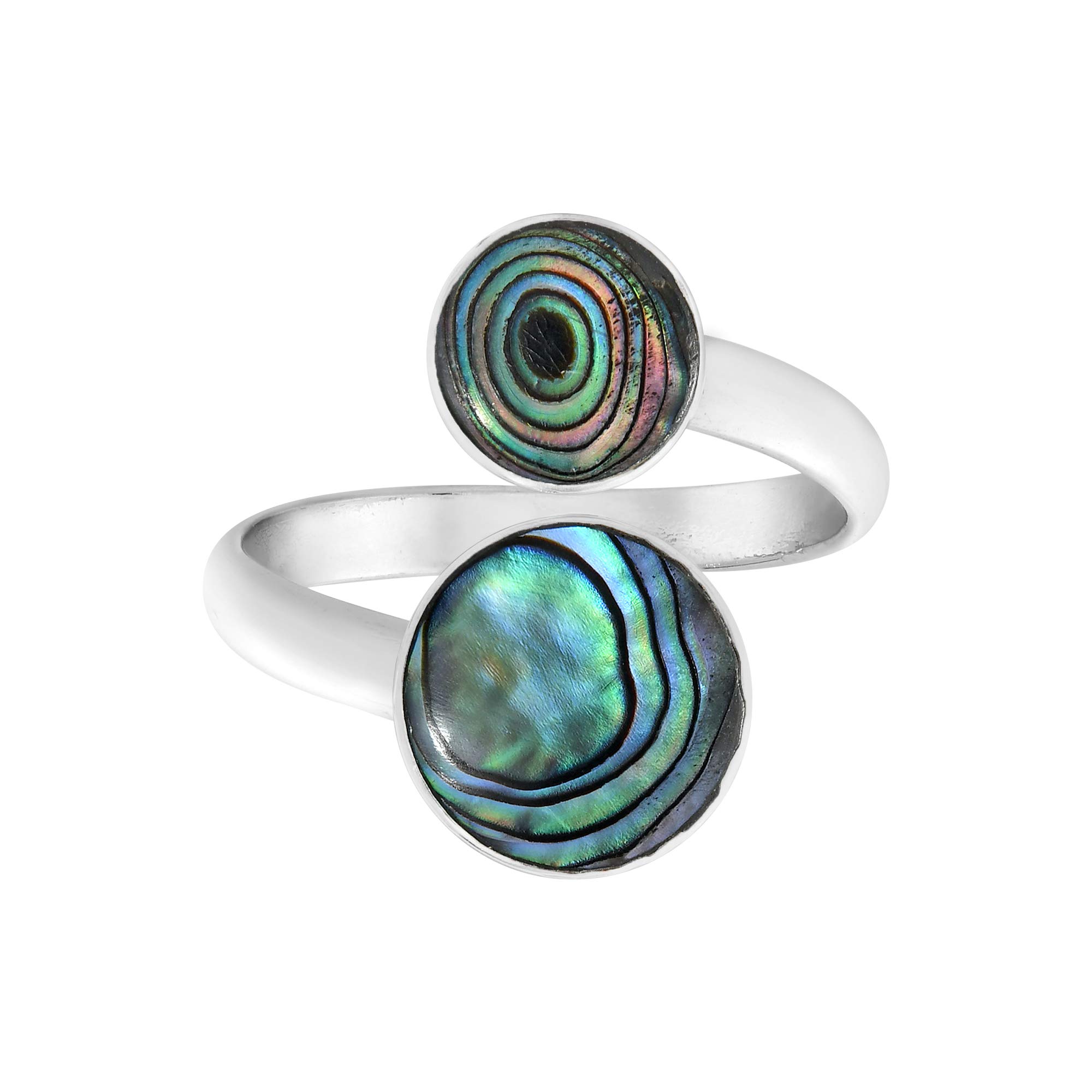 AeraVidaOcean-Inspired Abalone Shell Circle Duality .925 Sterling Silver Wrap Around Ring | Classic Wedding Rings For Women | Sterling Silver Rings Sizes (8)