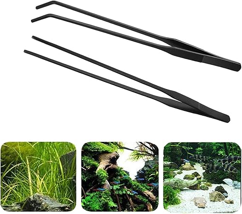 Miniatura 6 de FRUTA Pinzas para acuario de acero inoxidable rectas y curvadas con revestimiento de protección contra la carbonatación contra el óxido, pinzas de