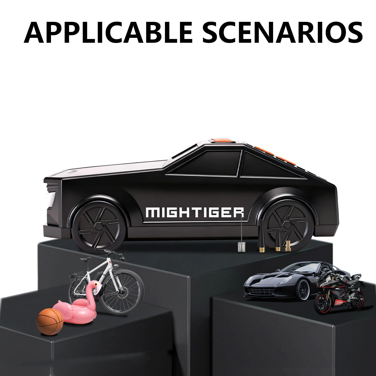 Tire Inflator Portable Air Compressor Cordless Mini Bike Air Pump with Digital Dual Values Display, 150 PSI Car Tires Air Pump with LED Lights&Pressure Gauge for Auto, Motorcycles, Bikes, Balls