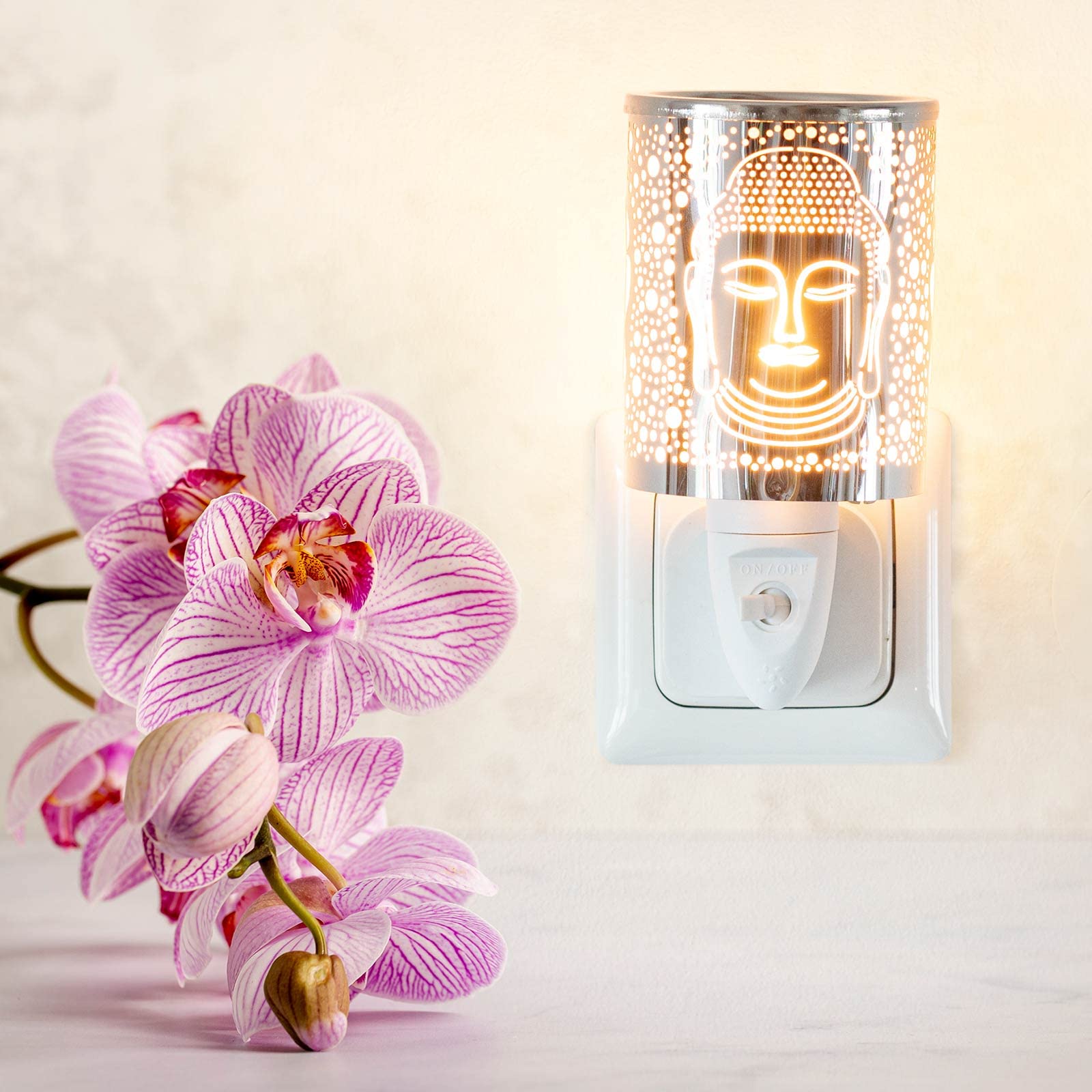 Candle-Brothers elektrische Duftlampe | Duftlampe Spirit | Aromalampe für Duftwachs | Nachtlicht für Steckdose | Duftlampe Keramik Weiß
