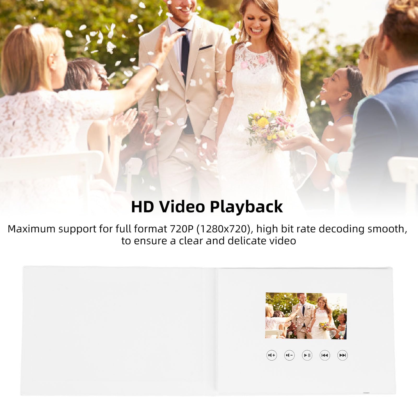 Carte de Voeux Vidéo, Livre de Mémoire Vidéo Album Numérique avec 4 Go de Stockage pour Les Mariages, Les Retraite, Les (Batterie de 400 Pouces 500mAh Li ION)