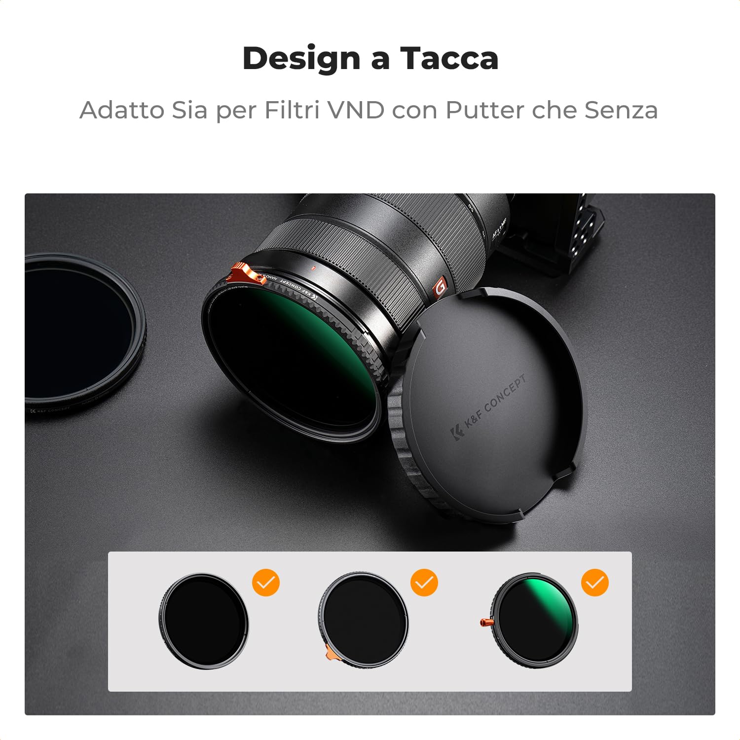 K&F CONCEPT Tappo per Filtro NVD, Coperchio di Gomma per 82mm Filtros VND