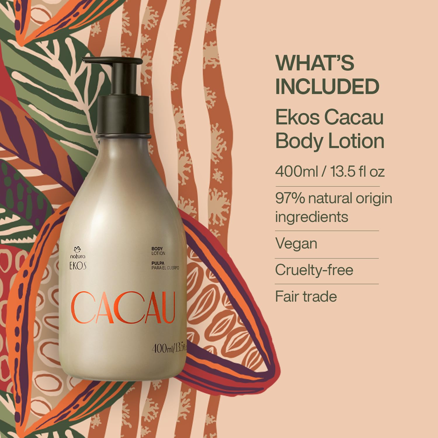 Natura Ekos Cacau Collagen Boosting Body Lotion - Vegan Skin Care - Moisturize & Firm Skin Texture - Boost Collagen Production - Brazilian Beauty Secrets - Self Care & Body Care - 13.5 fl oz (400 ml) - Image 5