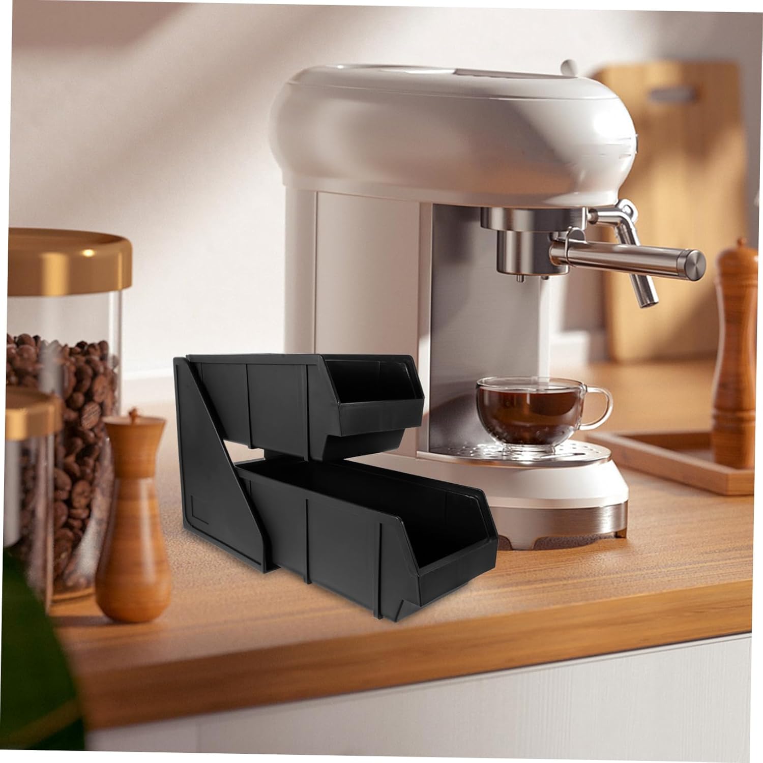 PRETYZOOM Coffee Organizer Station Multi Functional Storage for Straws Sugar Packets Cups Stylish Countertop Decor for Cafes Bars and Restaurants Stable Two Design