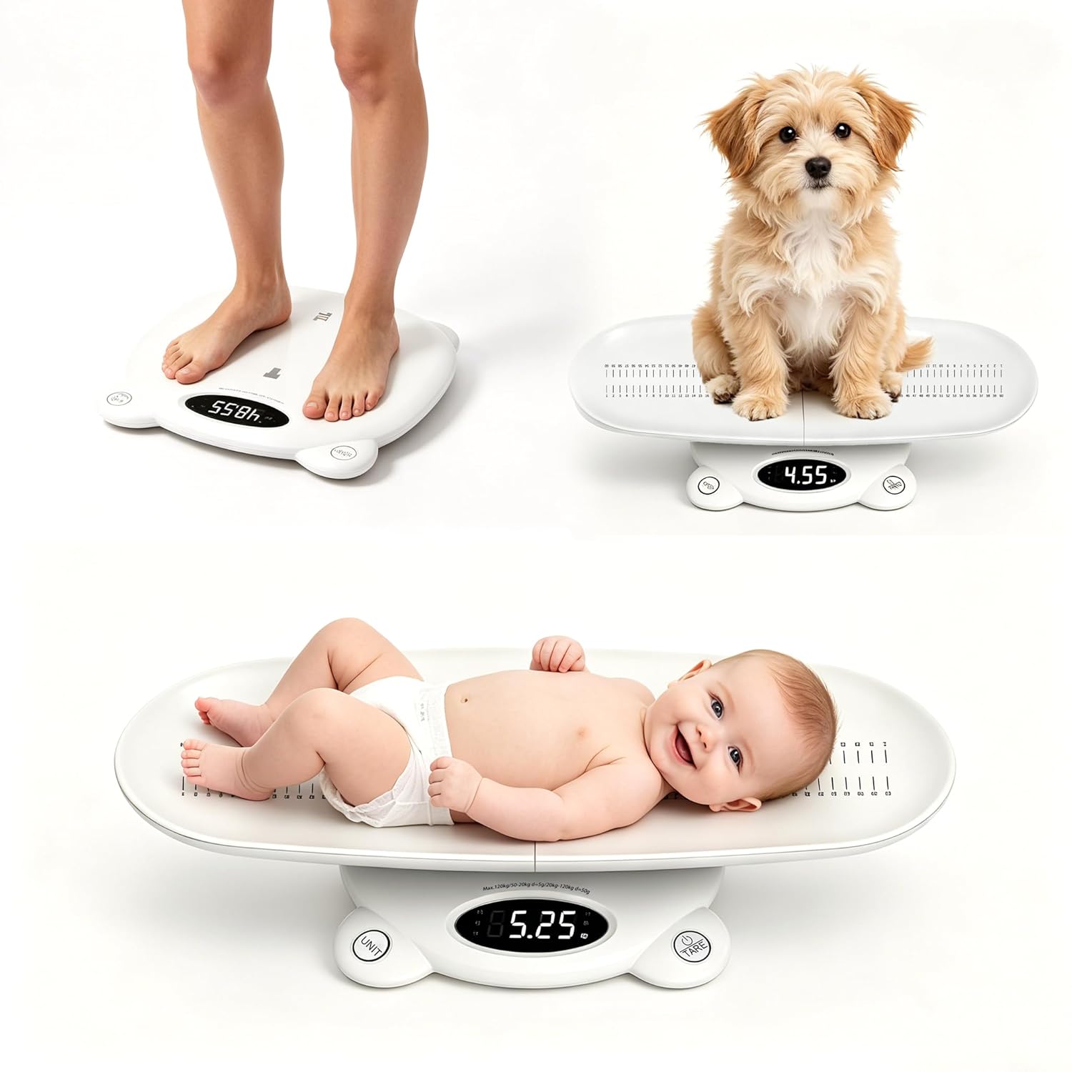 Digital Baby Scale, Baby Weight Scale Newborn Accurate Pet Scale with Removable Tray and Tare Function Up to 256 Pounds for Puppy Toddler Kids Adult