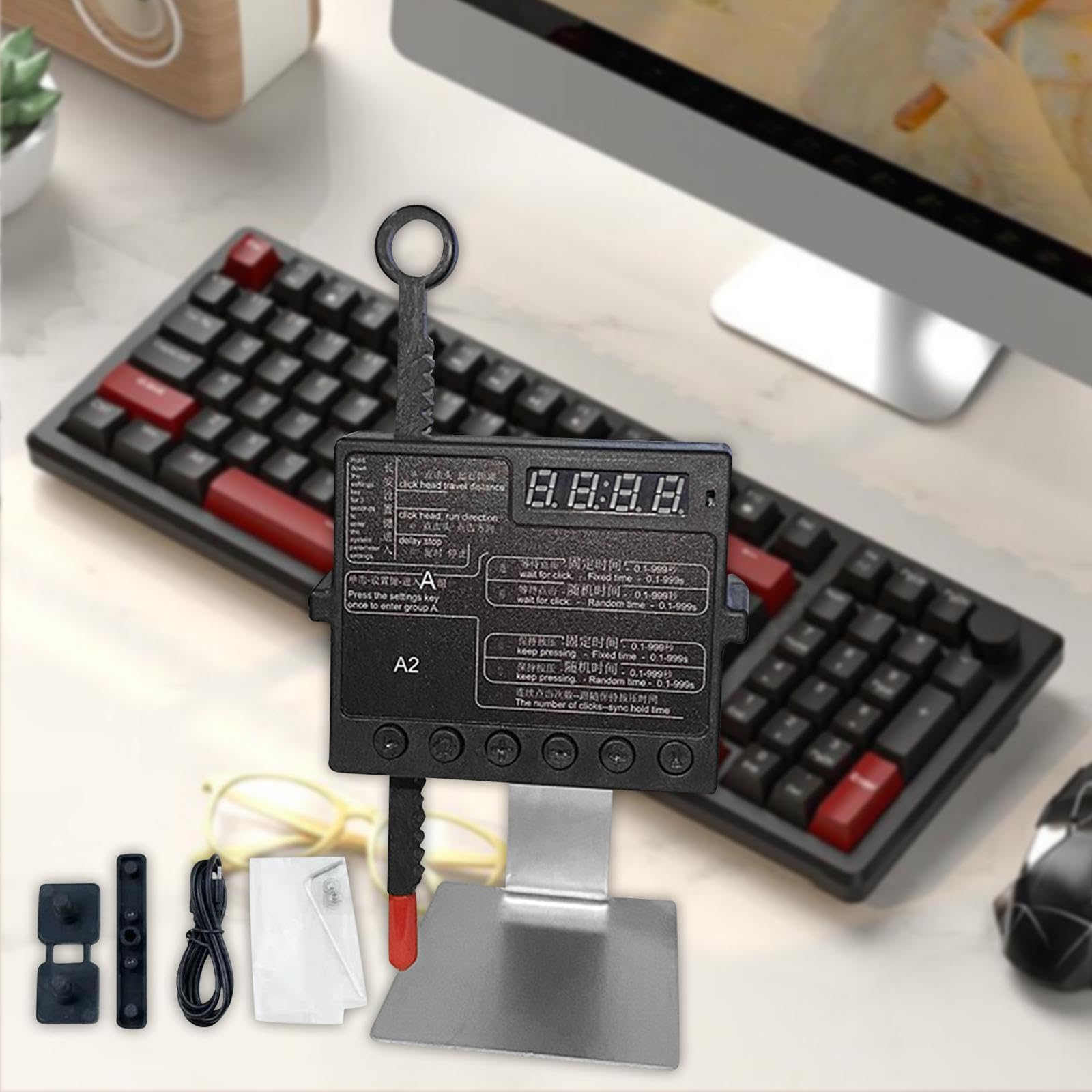 Computer Keyboard Funcionalidad Avanzada Auto Físico con Display Digital Velocidad Regulable para Pc y Mouse Estructura Compacta PP, A2