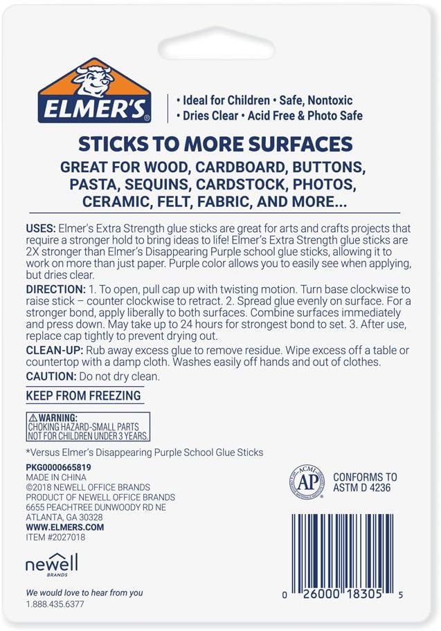 Elmer’s Extra Strength School Glue Sticks, Washable, 6 Grams, 4 Count