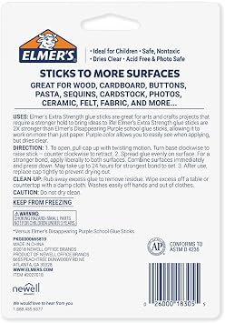 Elmers Extra Strength School Glue Sticks, Washable, 6 Grams, 4 Count