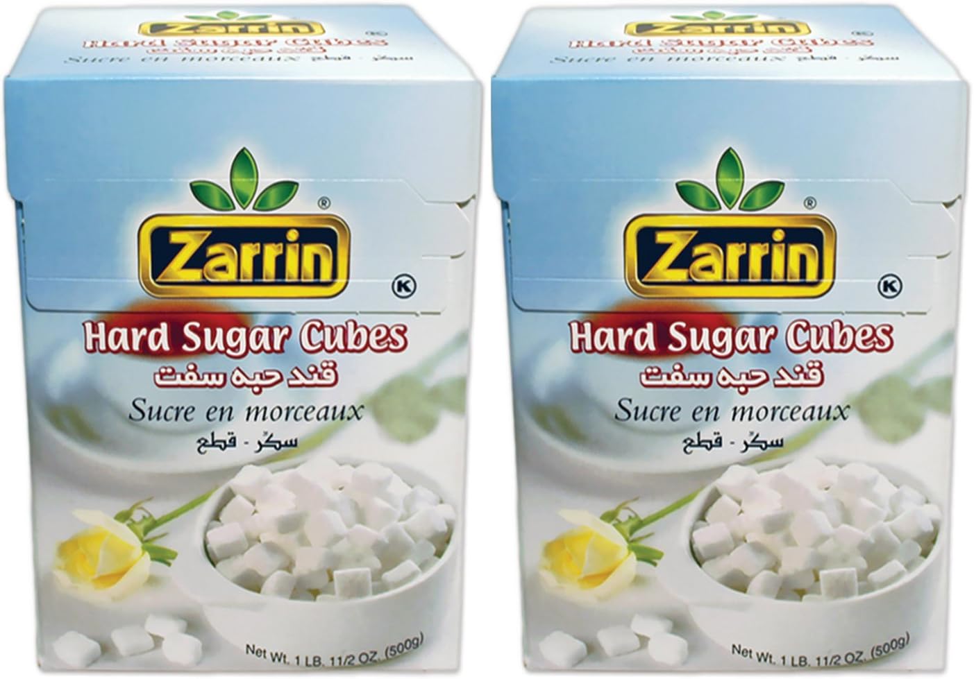 Zarrin Hard Sugar Cubes (2 PACK) - 500G | 17.6 Oz, (Slow Dissolving)