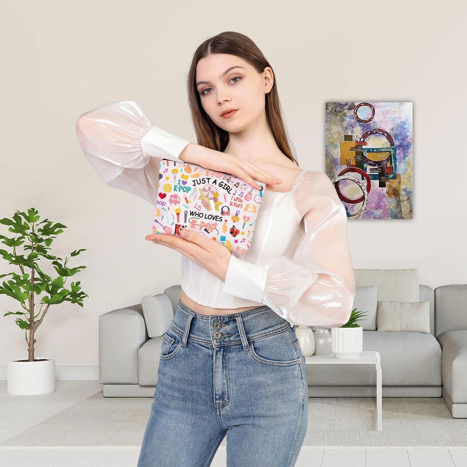 BDPWSS K-Pop Makeup Bag K-Pop Singer Merchandise Gift Just A Girl Who Loves K-Pop Gift for K-Pop Music Fan K-Pop Team Gift (Loves K-Pop) - Image 3