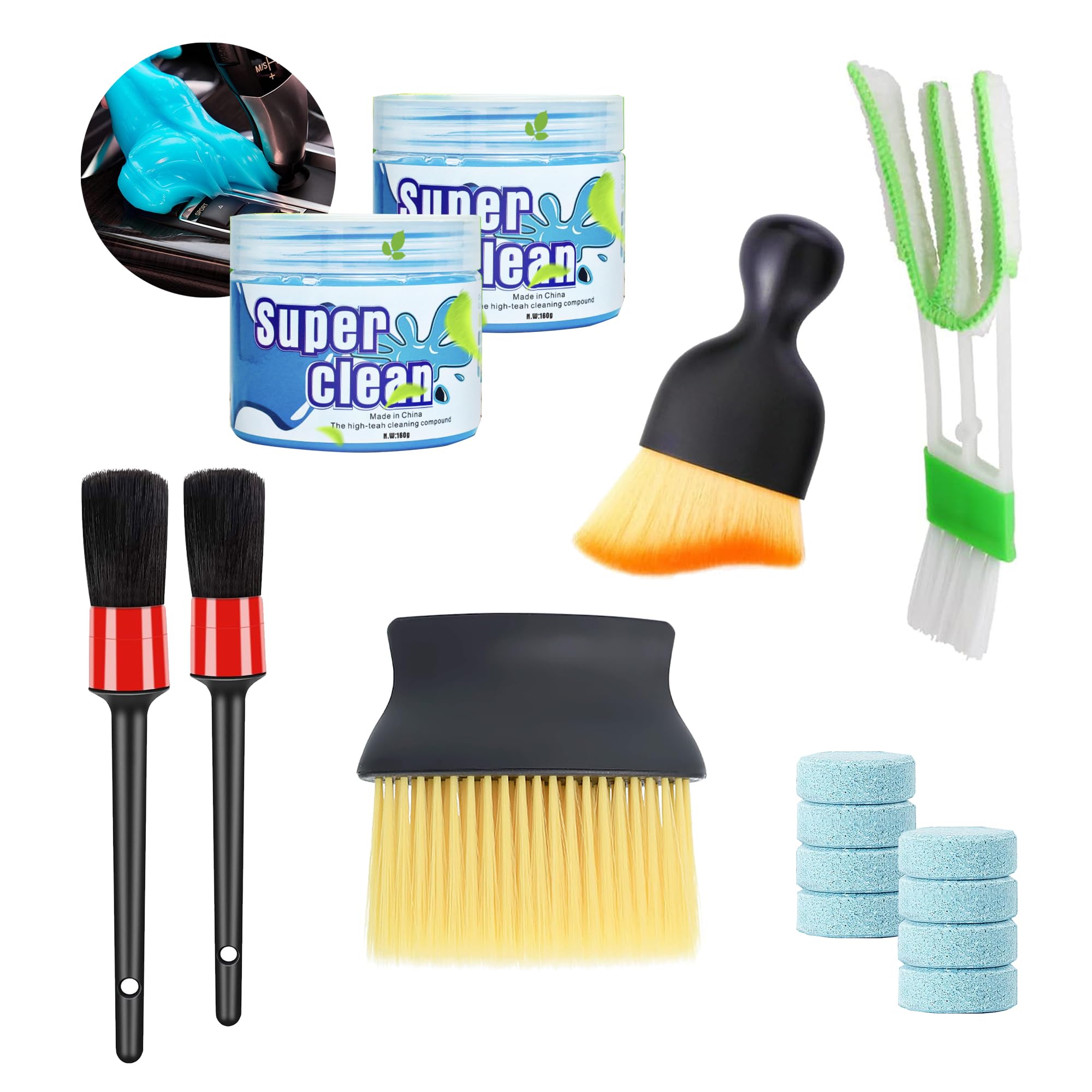 INGWETECH Interior Car Cleaning Kit - Dashboard, Seats, Carpets & Detailing - Professional Car Interior Cleaner for Cars, Trucks, SUVs, RVs