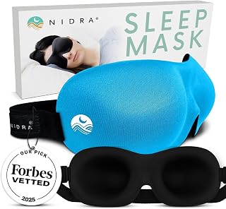Contoured Sleep Mask for Side Sleepers – Zero Pressure Fit, Light Blocking Eye Shade for Sleeping & Travel – Blue, Standard Size