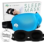 Nidra Contoured Sleep Mask for Side Sleepers - Zero Pressure Fit, Light Blocking Eye Shade for Sleeping & Travel - Blue, Standard Size