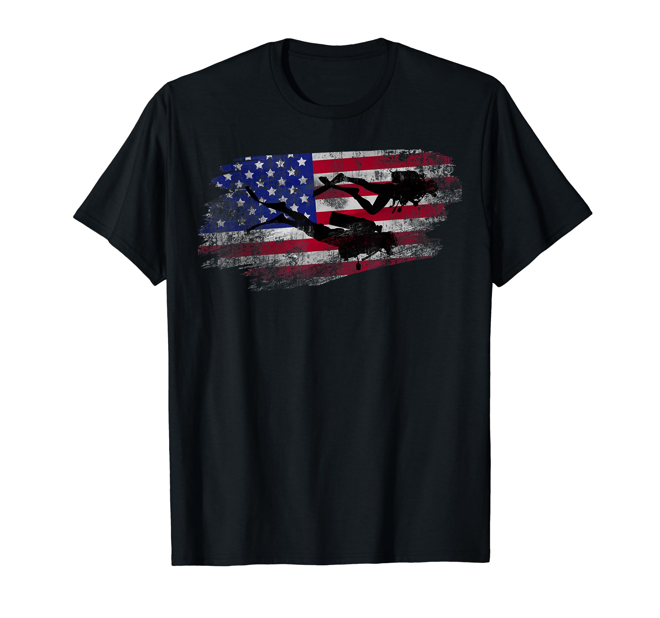 Scuba Diving American Flag Diver Down Dive Flag Underwater T-Shirt, Black