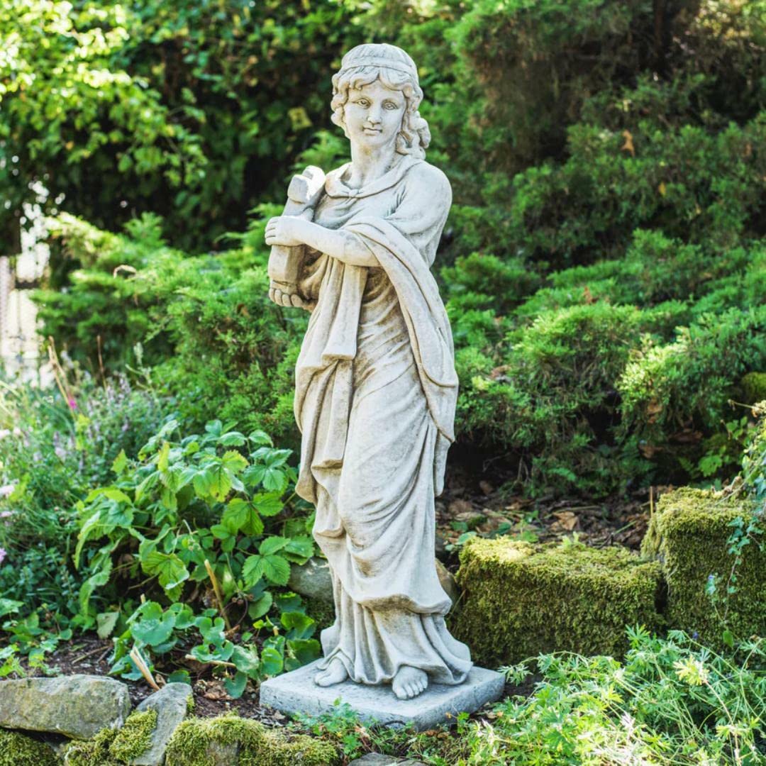 Discount Garden StatuesTall Stone Cast Lady’s Statue with Harp