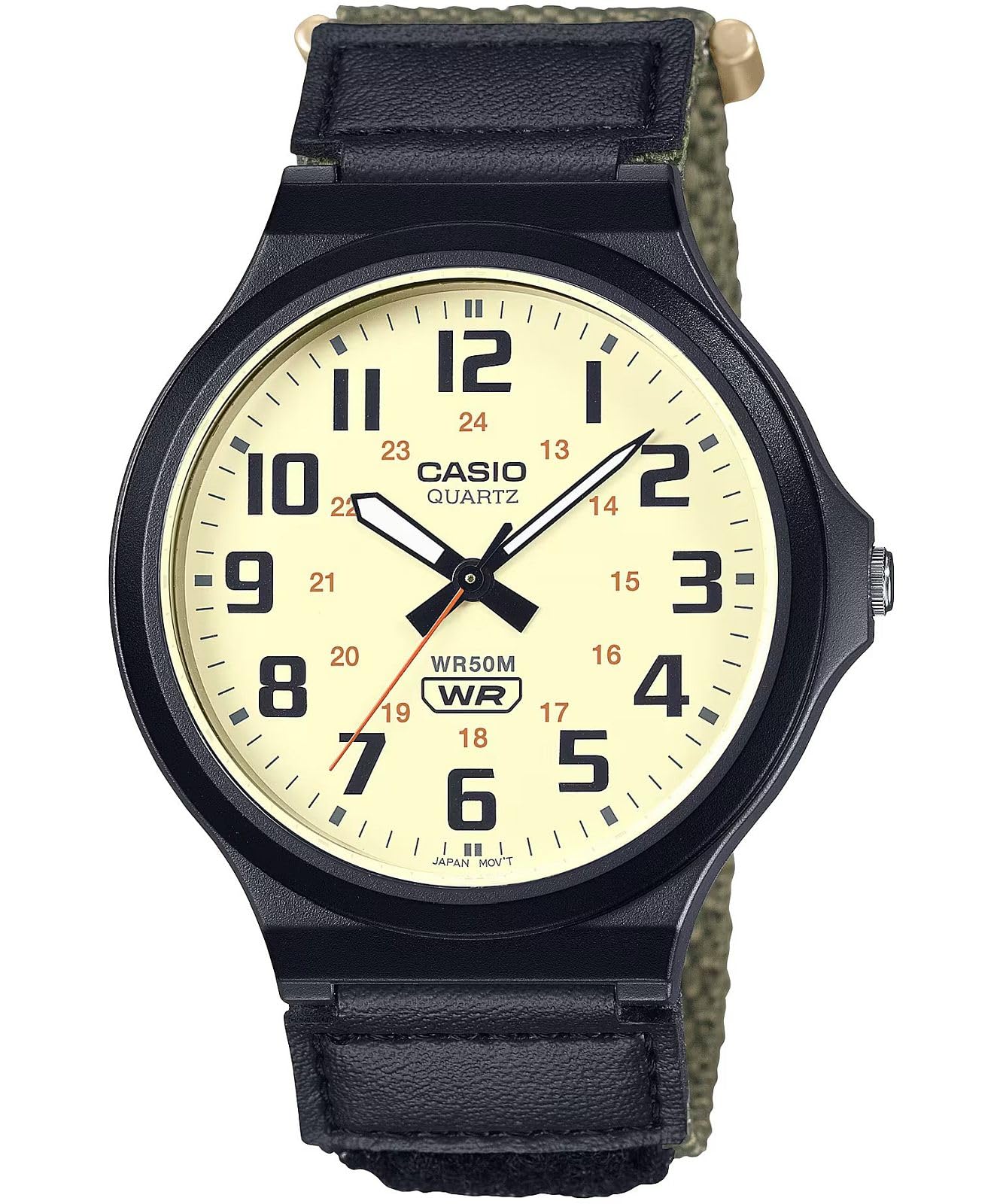 Casio Reloj Analógico para Hombre de Cuarzo con Correa en Tela MW-240B-3BVEF