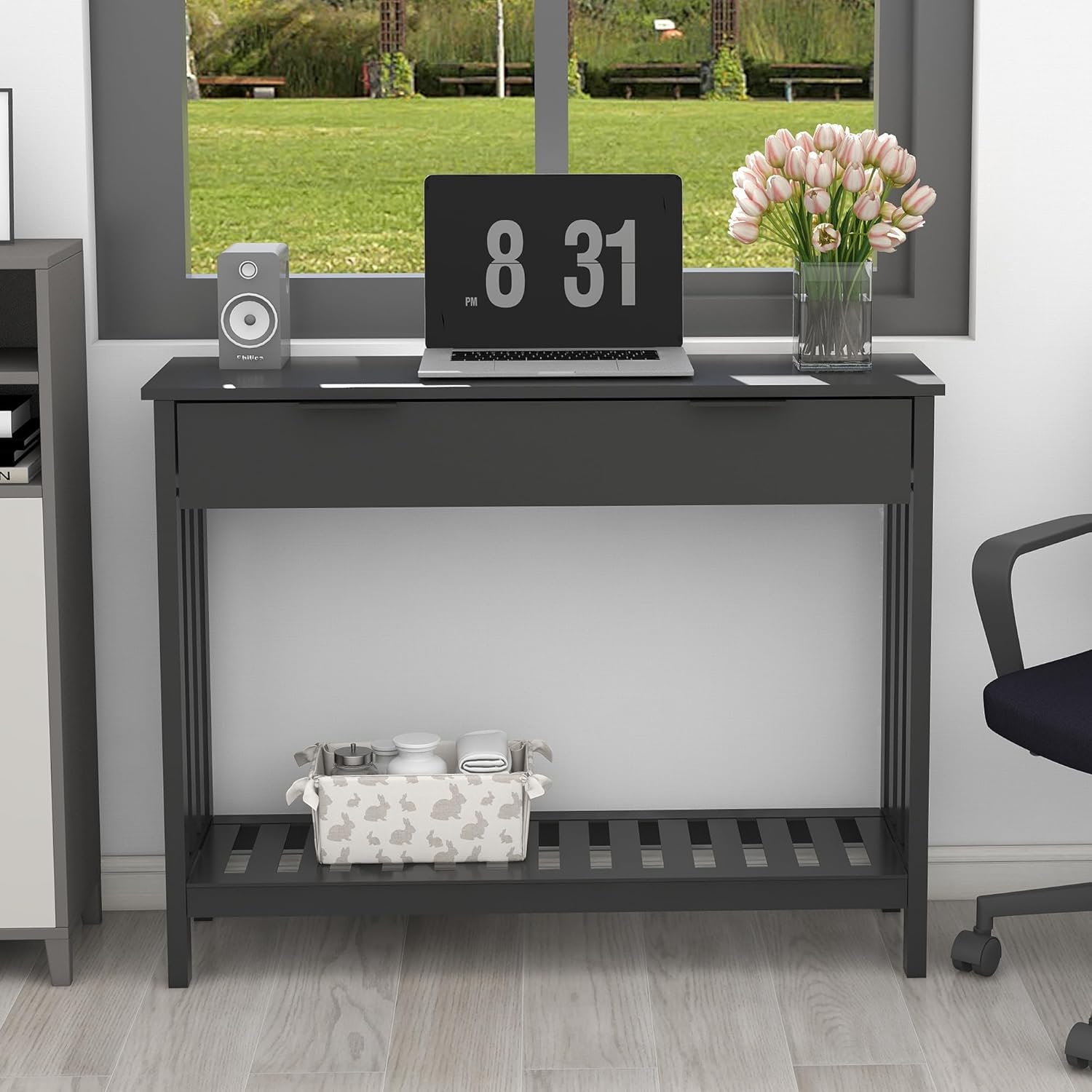 TaoHFE Black Entryway Table with Drawer Modern Wood Narrow Console Table with Storage Hallway Table Sofa Tables for Living Room,Entrance Tables for Front Door Corridor, Office, Black - Image 7