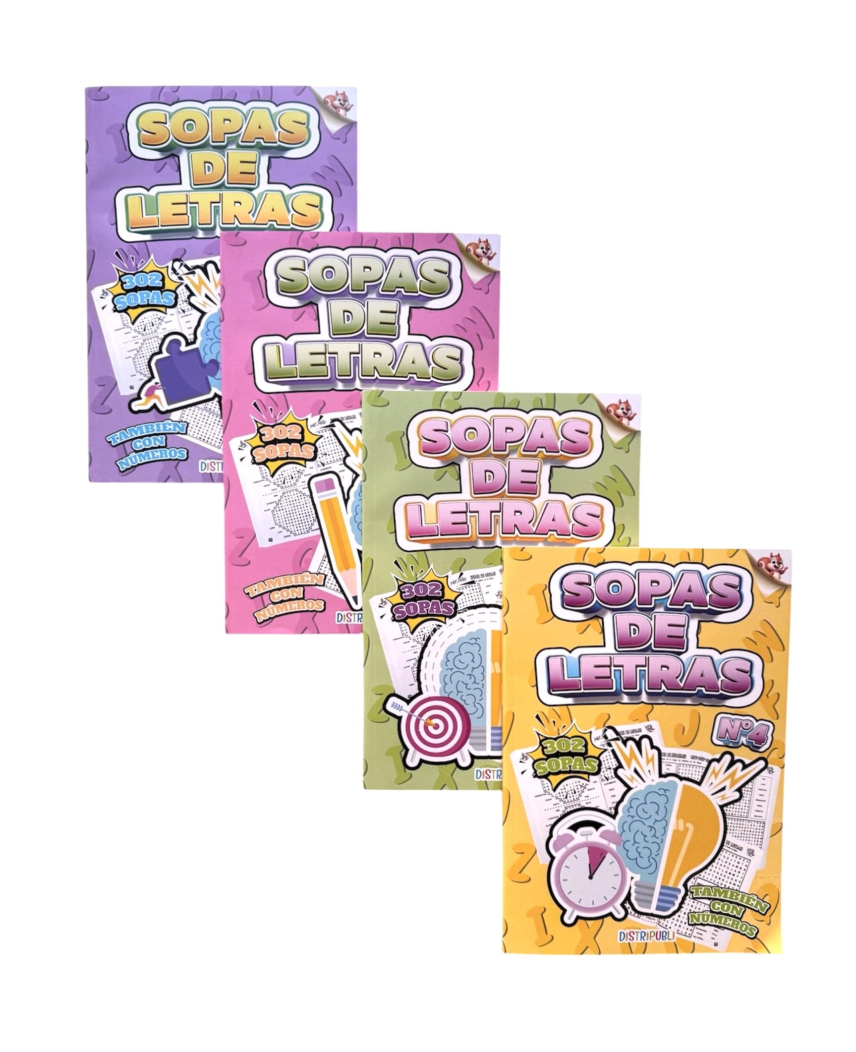 Spanish Letter Soup Pack 4 Books with 1208 Hobbies for Adults Entertainment Games Challenge Your Mind