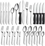 Pleafind 48-Pcs Silverware Set for 8, Flatware Set with Steak Knives, Stainless Steel Cutlery Set, Include Forks Spoons and Knives Set, Dishwasher Safe Utensil Sets for Home Restaurant