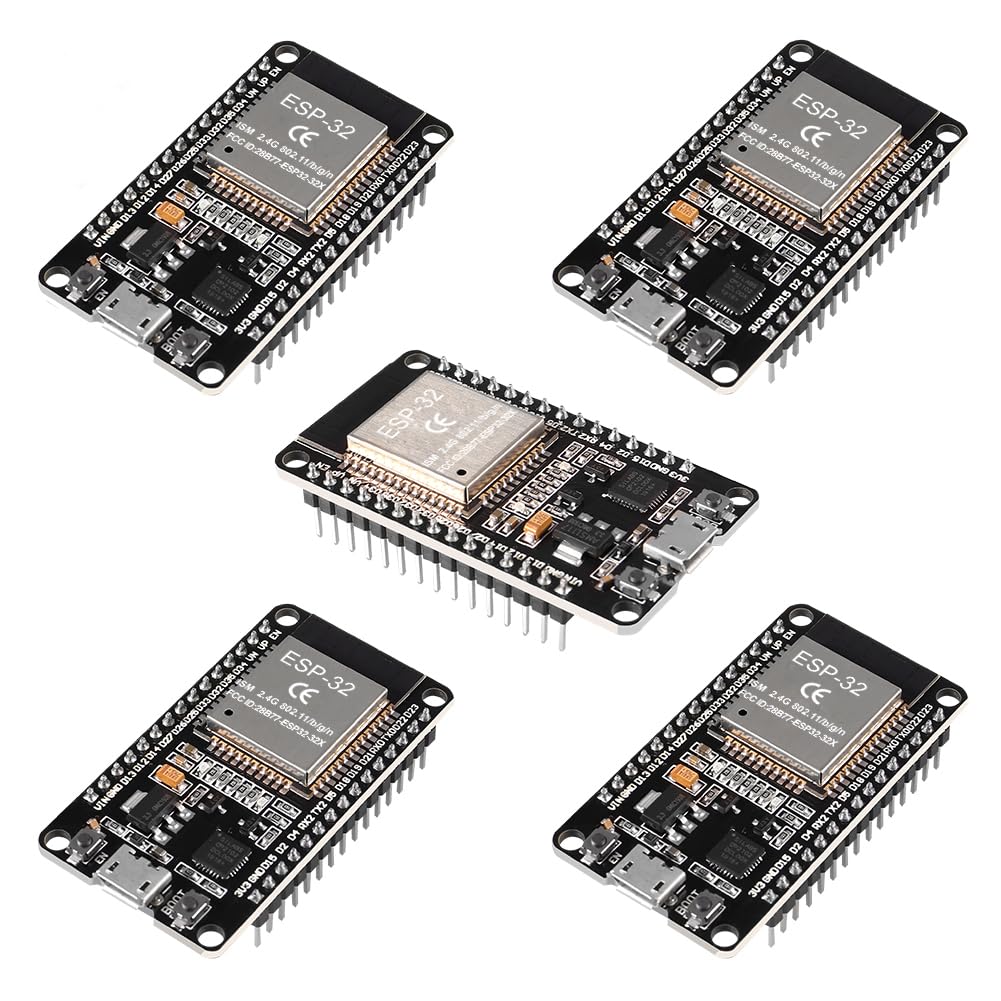 5PCS ESP32 ESP-32S WiFi Development Board NodeMCU ESP-WROOM-32 Microcontroller 2.4GHz Dual-Core WiFi Bluetooth Processor Integrated Chip CP2102