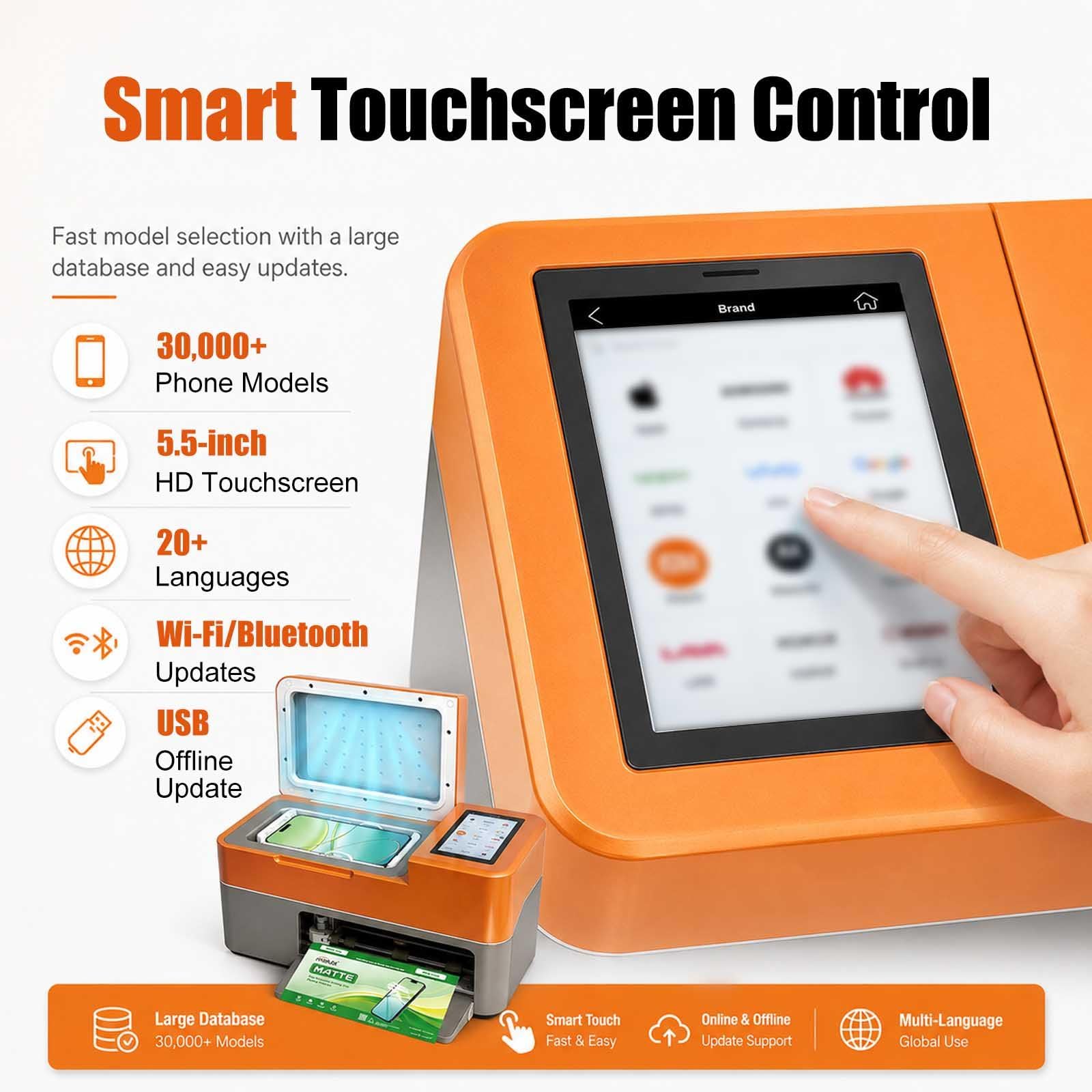 Macchina 2 In 1 Per Il Taglio Di Pellicole Protettive E Laminazione Automatica,Taglierina Per Pellicole Idrogel Per Smartphone Con Oltre 30.000 Modelli,Touchscreen Da 5,5",Macchina Tagliapellicole Per