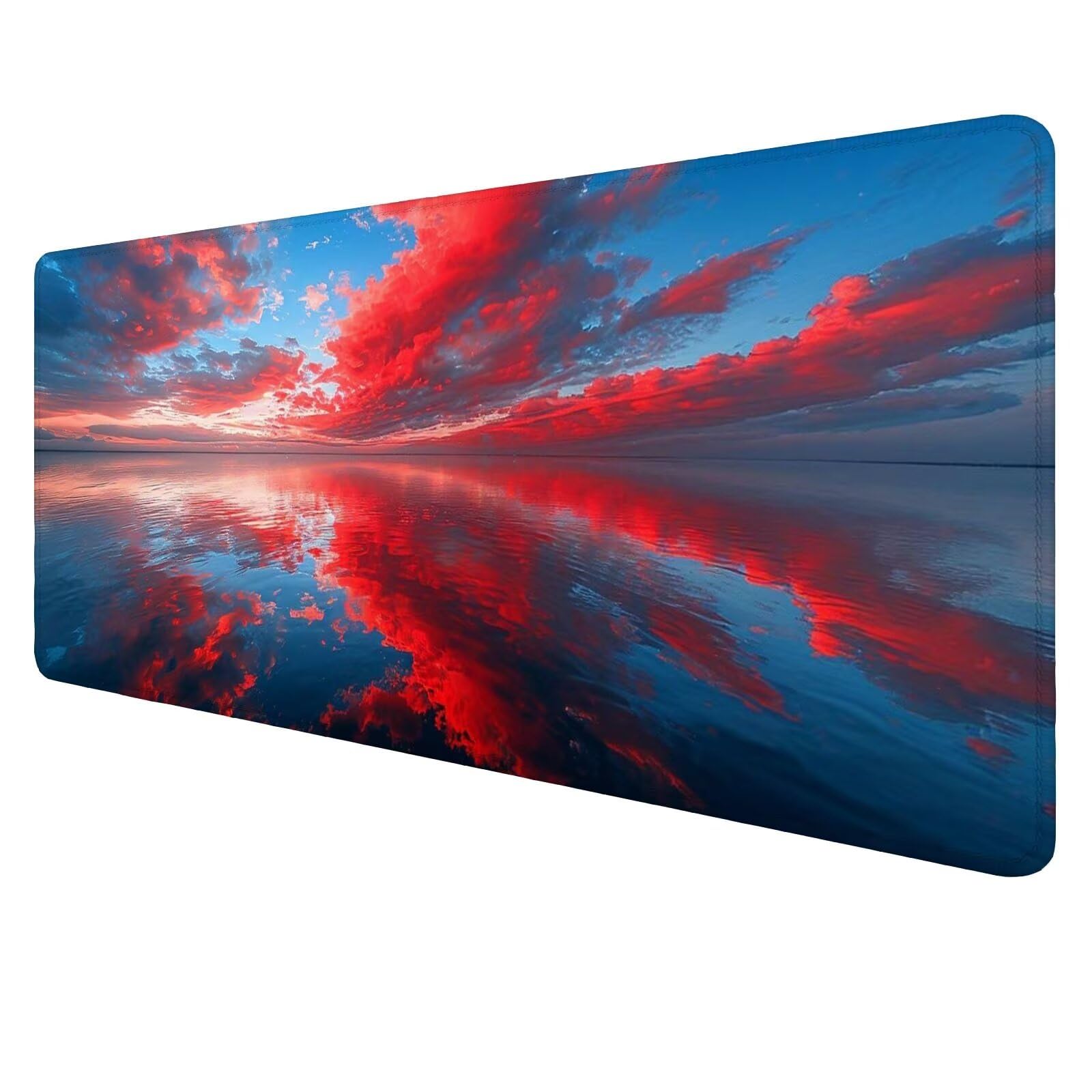 Czerwona duża podkładka pod mysz do gier podkładka pod mysz XXL niebo mata na biurko 1400 x 700 x 3 mm, mata komputerowa akcesoria biurowe z antypoślizgową podstawą do klawiatury i myszy dla graczy