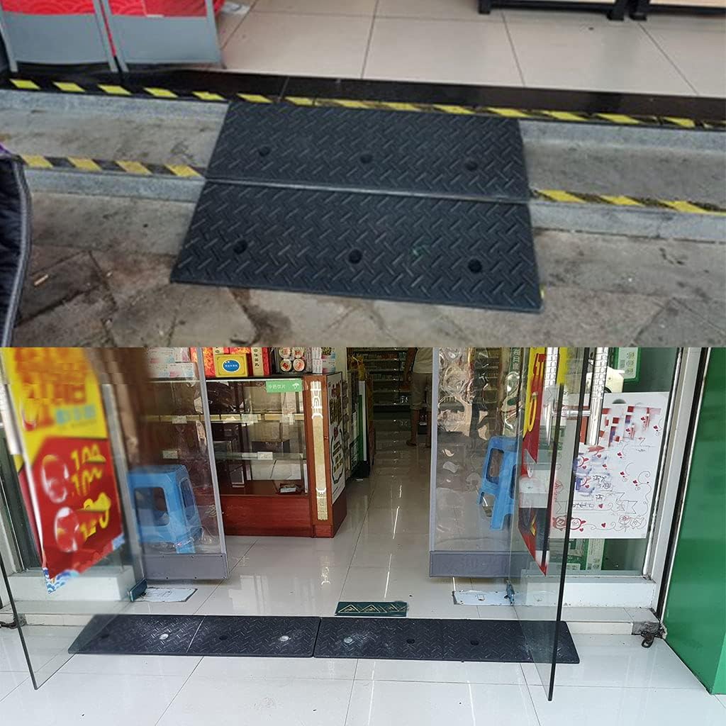 Large Rubber Plastic Curb Ramp, Outdoor Step/Entryway Threshold Ramp for Wheelchair Walkway with Non-Slip Surface, 100x25x4-9cm