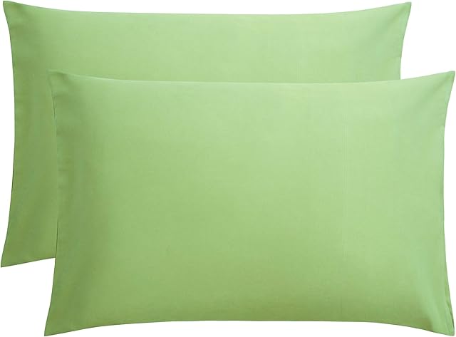FLXXIE 2 Pack 100% Brushed 1800 Microfiber Plain Queen Pillowcases, Wrinkle and Stain Resistant, Soft and Cozy Envelope Closure Bed Pillow Cases, Sage Green, 50x75 cm