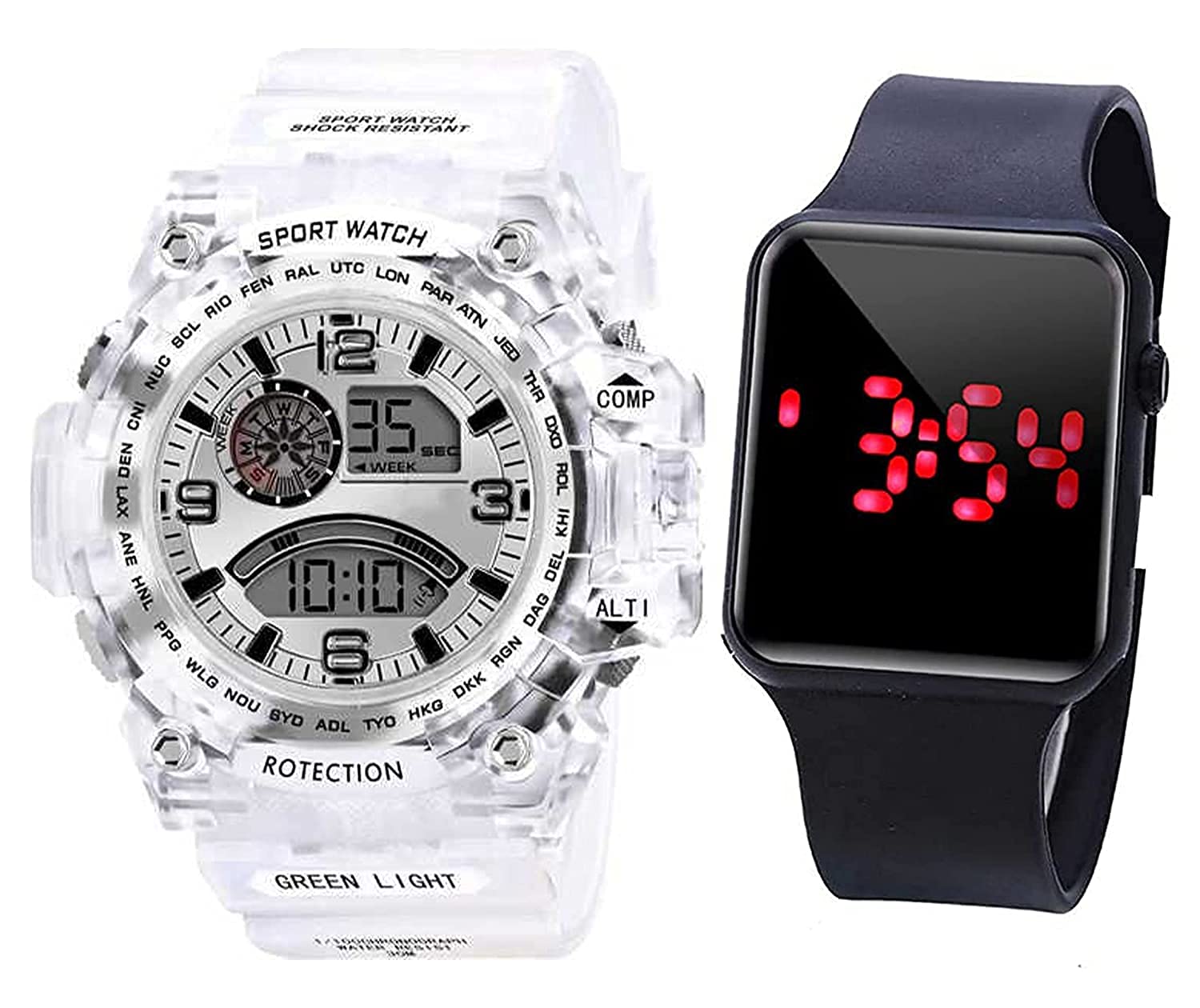 The Shopoholic Shockproof Multi-Functional White Strap Waterproof Digital Sports Watch for Mens Kids Watch for Boys (B095YXZGZ5) Amazon Price History, Amazon Price Tracker