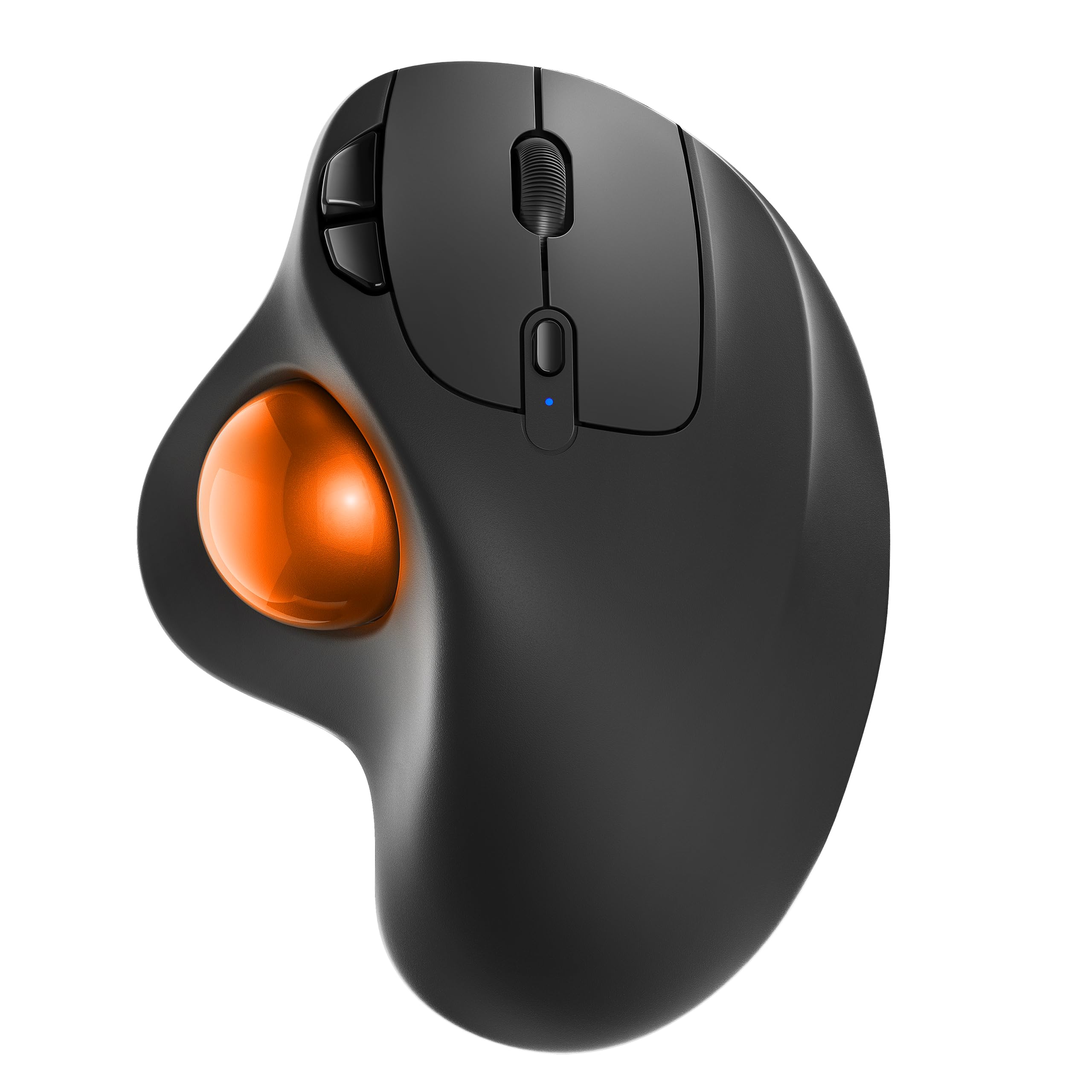 Nulea Trackball ergonómico recargable M501 – Controlado por el pulgar, seguimiento suave, 3 dispositivos (Bluetooth/USB), compatible con PC, portátil, Mac, Windows (naranja pálido)