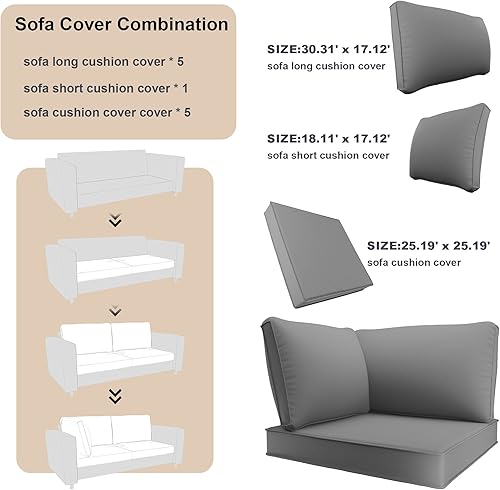 Miniatura 4 de Kullavik Funda de cojín de patio al aire libre, funda de asiento a prueba de salpicaduras, funda de muebles lavable, funda de cremallera suave y