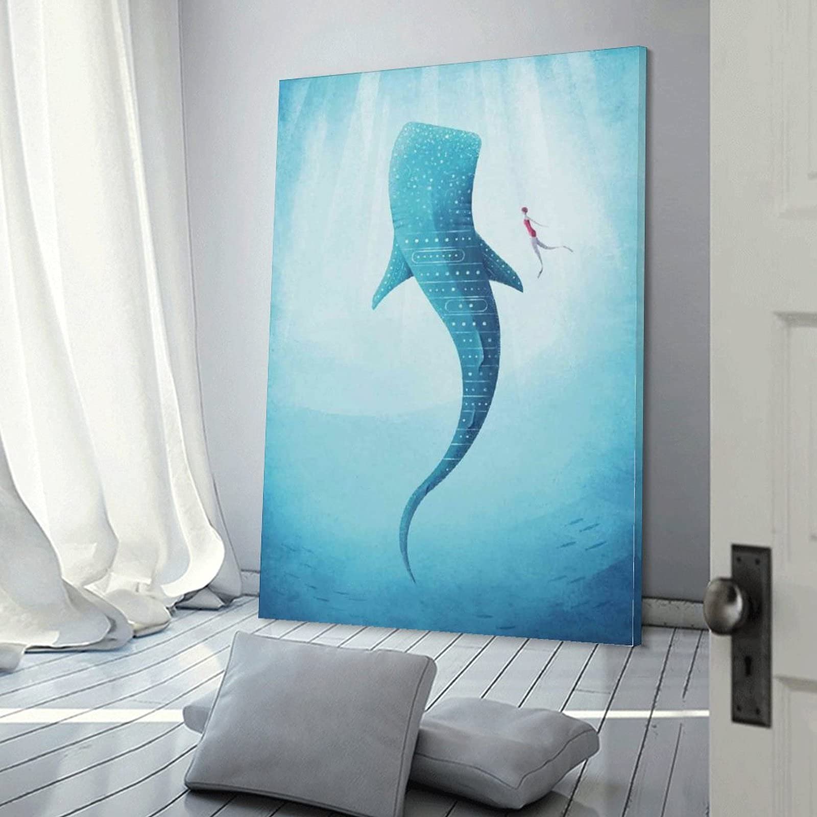 VZRSQZK Poster de requin baleine - Peinture décorative sur toile - Décoration moderne pour chambre à coucher - 20 x 30 cm