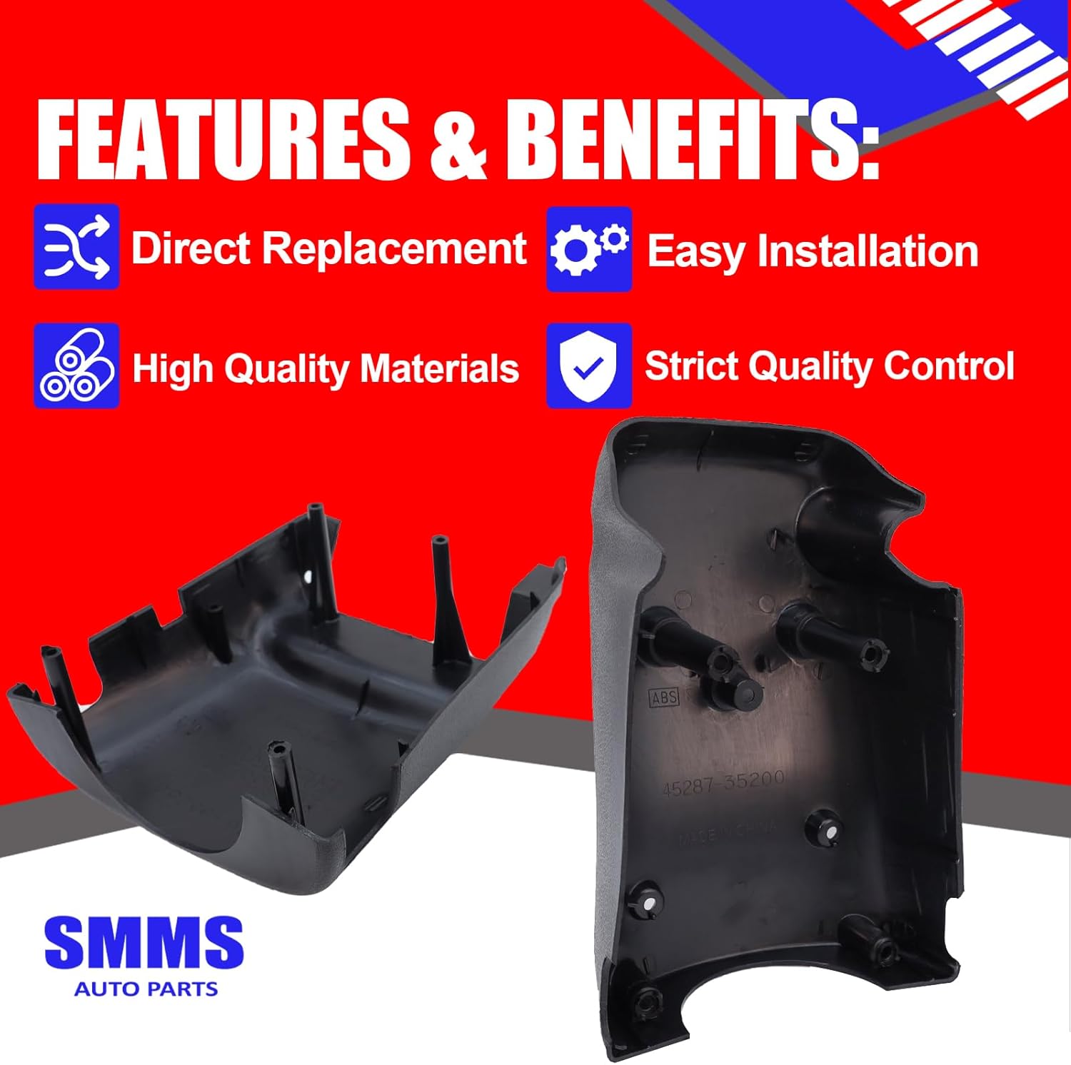 SMMS Steering Column Cover Set for Toyota Pickup 1989-1995, 4Runner 1990-1991, Without Box Replaces OE: 45286-35260 + 45287-35200-B0